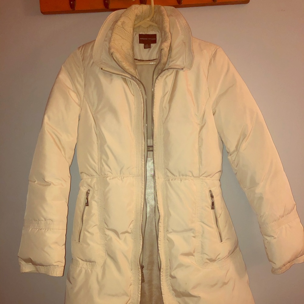 Adrienne Vittadini XS Cream Coat Double-Zipper